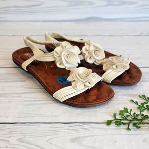 Patrizia By Spring Step Cream Floral Sandals Womens Size 9.5/10 (40)